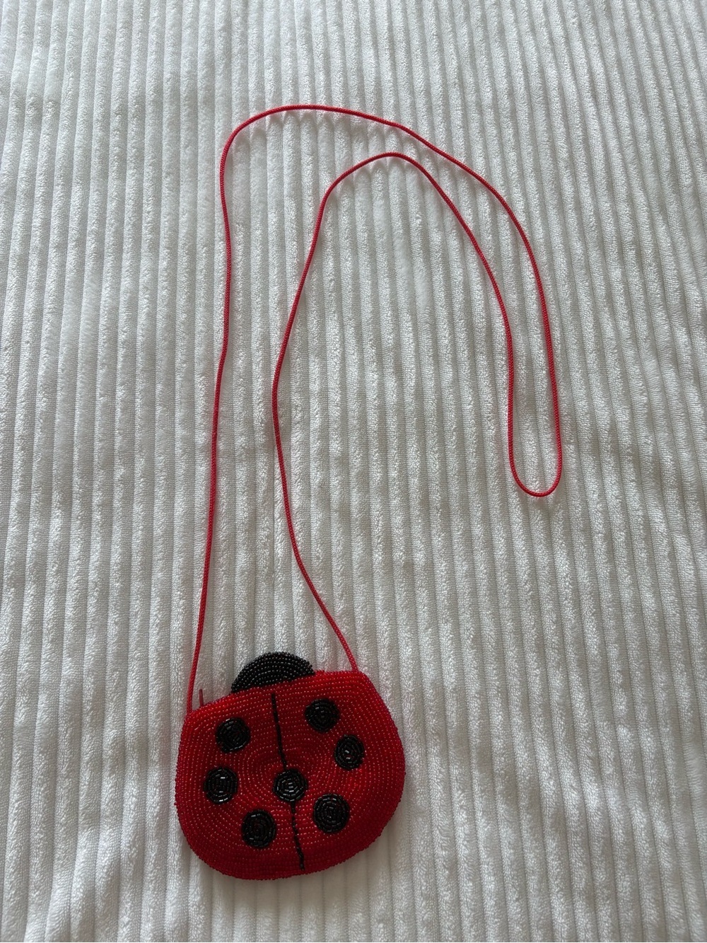 Red Ladybug Beaded Crossbody Purse